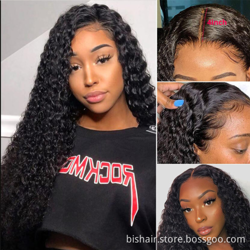 26 inch Brazilian water wave lace front human hair closed pre-pulled wig 13x4 Brazilian curly human hair wig wave wig wholesaler